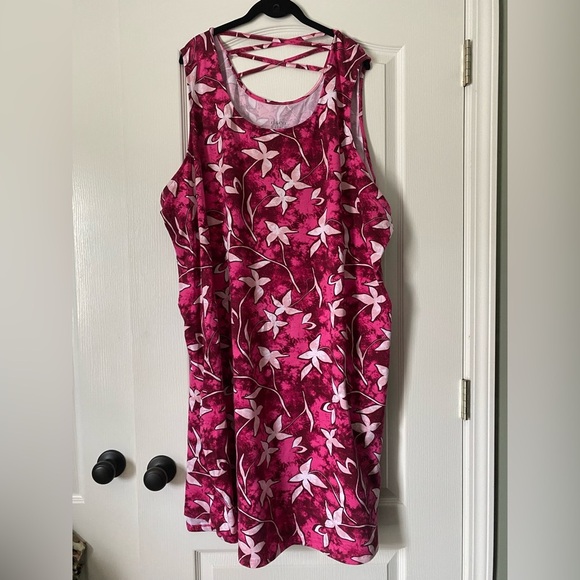 Denim and Co. Floral Pink Sleeveless Dress Size 5X - Picture 1 of 2